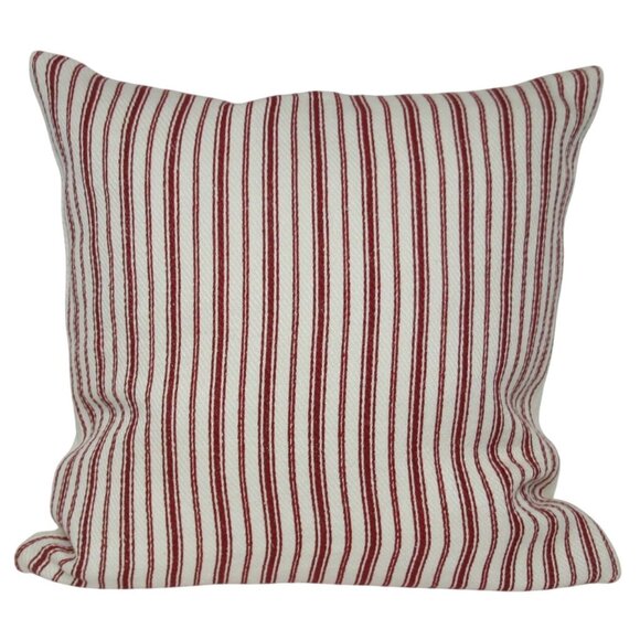 Pottery Barn Culver Reversible 20x20 Striped Linen Pillow Case With Down Insert - Picture 2 of 9